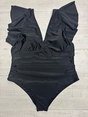 Rivelino Plus Size Tummy Control Swimsuit Full Coverage Retro Ruffle Swimwear